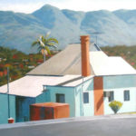 Bonview--Acrylic on Canvas. Landscape painting. Australian landscape paintings by Chris Hundt. Top artist for quirky art & narrative art. One of the modern Australian female artists & Australian painters.