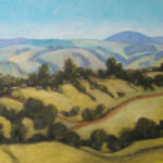 Dorrigo Town-- Oil Pastel. Landscape painting. Australian landscape paintings by Chris Hundt. Top artist for quirky art & narrative art. One of the modern Australian female artists & Australian painters.