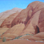 TerraCotta Katatjuta---Acrylic on Canvas. Desert Landscape painting. Australian landscape paintings by Chris Hundt. Top artist for quirky art & narrative art. One of the modern Australian female artists & Australian painters.